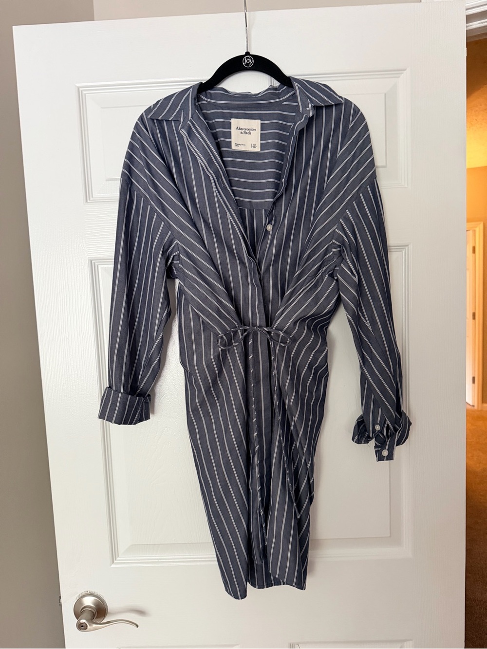 Abercrombie & Fitch Navy and White Pinstripe Shirt Dress